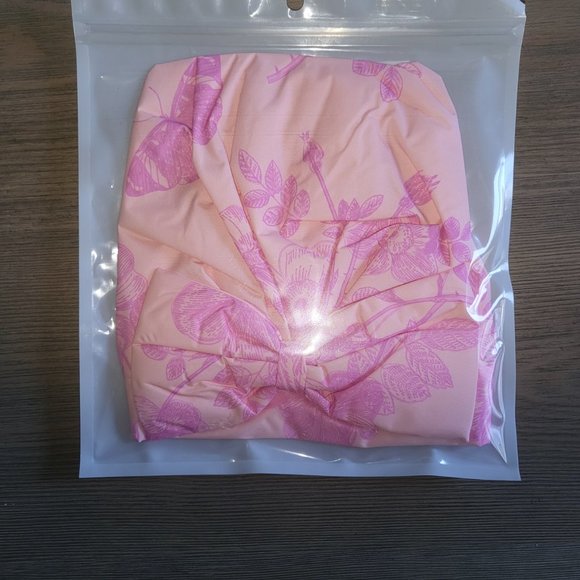 New Refreshments - Snazzy Shower Cap Turban style Bow Peachy Keen - Picture 1 of 4
